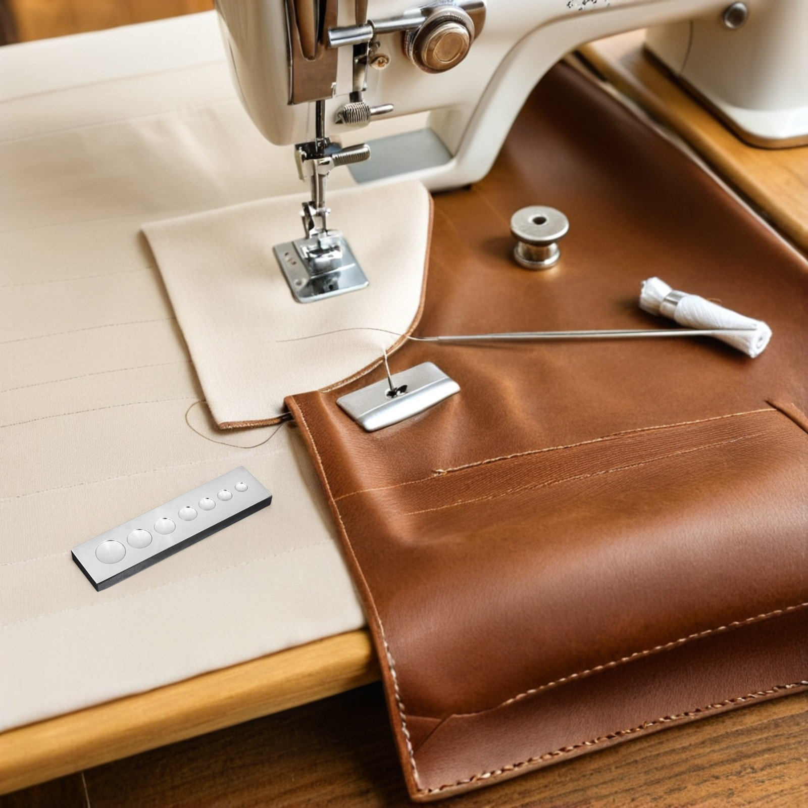 Leatherwork Rivet Setter - ชุดเครื่องมือตอกหมุด 2 ชิ้น พร้อมฐานตอกหมุดสแตนเลส เครื่องมือตอกหมุดแบบแมนนวลสำหรับงานหนังและงานฝีมือ