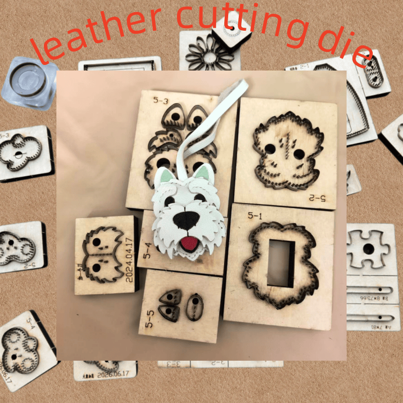 Leatherwork Rings - แม่พิมพ์ตัดไม้รูปสุนัขเวสตี้น่ารัก สำหรับทำพวงกุญแจหนัง DIY พร้อมใบมีดเหล็กญี่ปุ่น