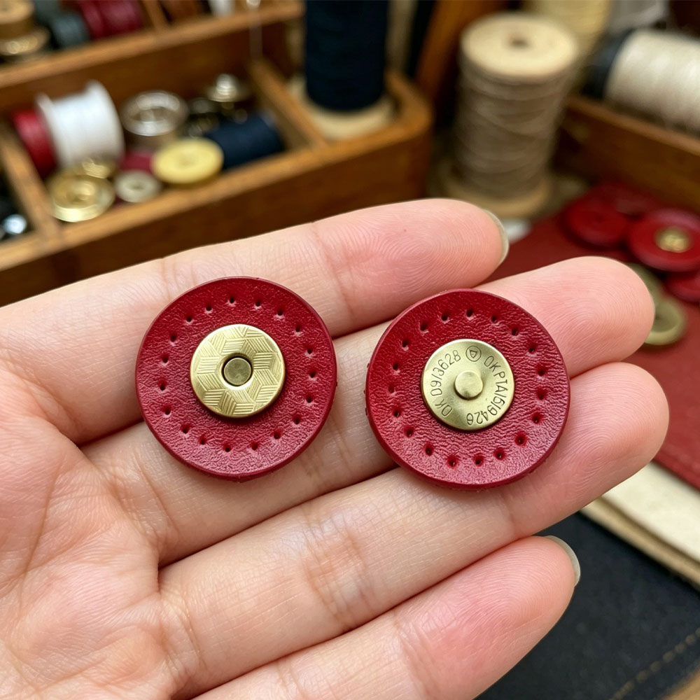 Leatherwork Rings - ชุดอุปกรณ์ติดกระเป๋าแบบแม่เหล็ก 1 ชุด ห่วงกลมสำหรับเย็บติดกระเป๋าหนังแท้ กระดุมแป๊กทำมือ DIY