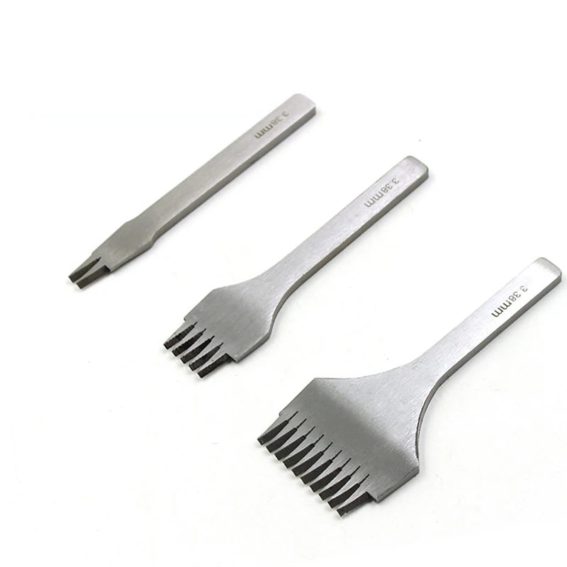 Leatherwork Punching Tool - หัตถกรรมเครื่องหนังเจาะรูแบบเรียบ3.38/3.85/3.0/2.7มม. สไตล์ฝรั่งเศสเครื่องมือเข็มปากกาเย็บผ้าหนังสับเฉียง