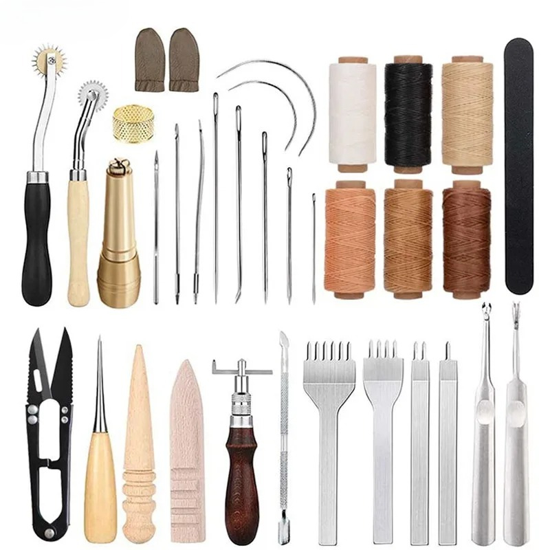 Beginner Leatherwork Kit - ชุดเครื่องมือทำหนัง 25 ชิ้น สำหรับผู้เริ่มต้น ชุดงานฝีมือหนัง DIY