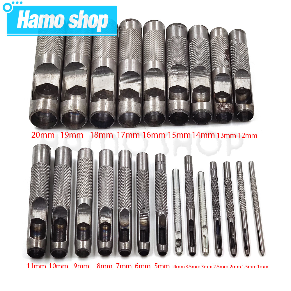 Leatherwork Punching Tool - เครื่องเจาะหนังแบบเจาะรูขนาด1.0-25มม. เครื่องมือเลือกหนังงานประดิษฐ์เจาะรูหนังงานหัตถกรรม DIY สำหรับเสื้อผ้าเข็มขัดผ้าใบ