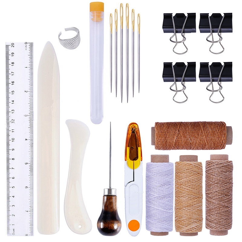Leatherwork Edge Creaser - ชุดเครื่องมือเย็บหนัง 25 ชิ้น/ชุด สำหรับงานฝีมือหนัง DIY เครื่องมือเย็บมือ