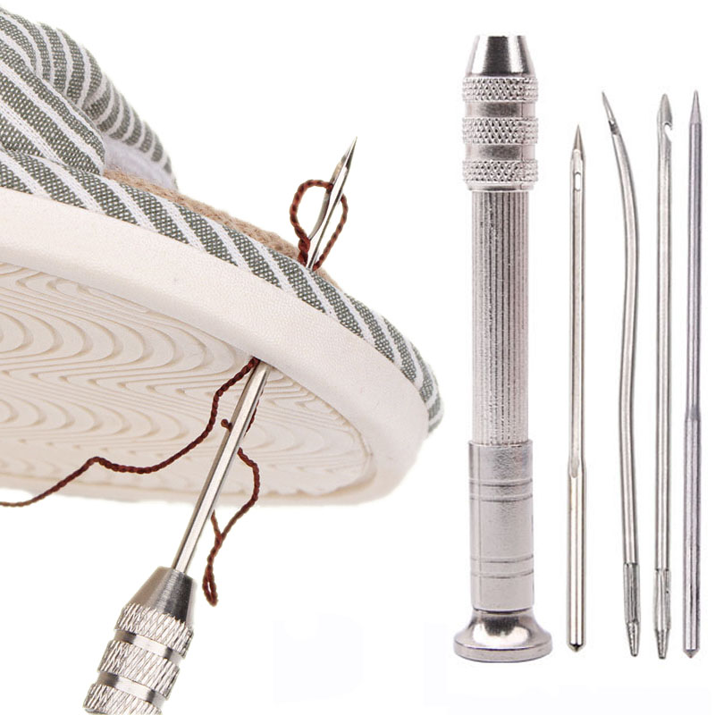 Leatherwork Punching Tool - หนังเย็บ Awl ชุดเปลี่ยนได้รองเท้ามัลติฟังก์ชั่ซ่อมชุดเครื่องมือ Punch เย็บเข็ม DIY