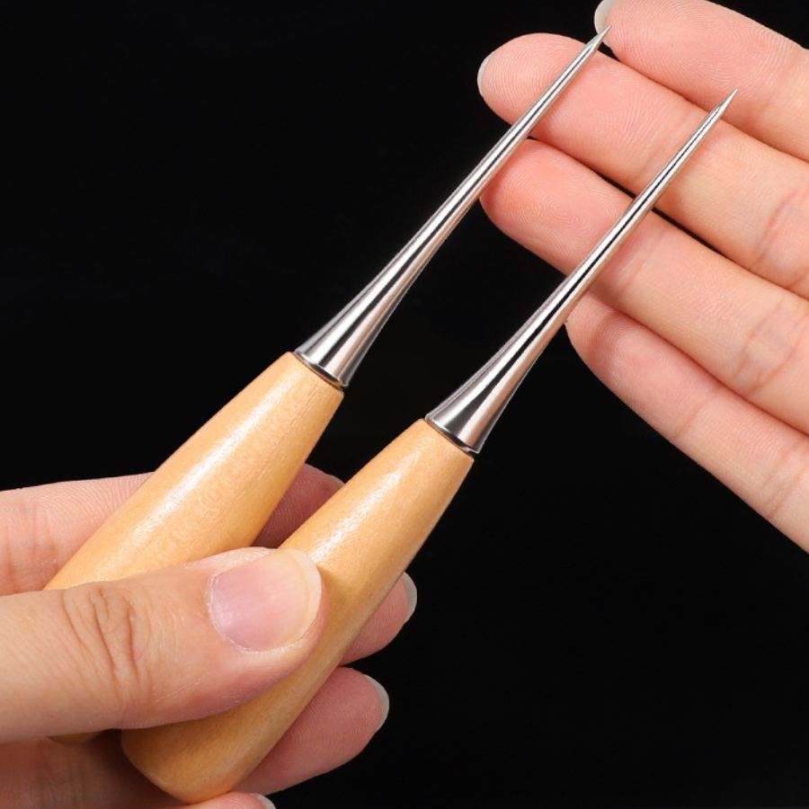 Leatherwork Punching Tool - เครื่องมือเจาะรูหนังแบบเย็บมือ 2 ชิ้น สำหรับงานฝีมือหนัง เครื่องมือเจาะรูเย็บผ้า เครื่องทำรูเย็บผ้า