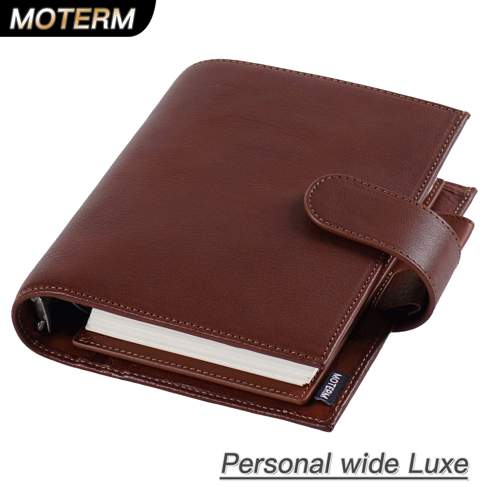 Leather Work Diary - Moterm ผักเต็มกระป๋องหนังส่วนบุคคลขนาดกว้าง Luxe 2.0แหวน Planner Agenda
