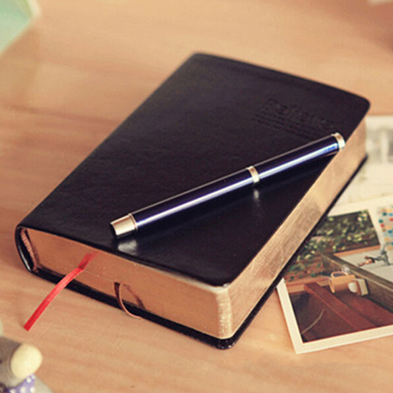 Leather Work Diary - Vintage หนังหนาพระคัมภีร์โน้ตบุ๊ค Blank Diary Book Retro