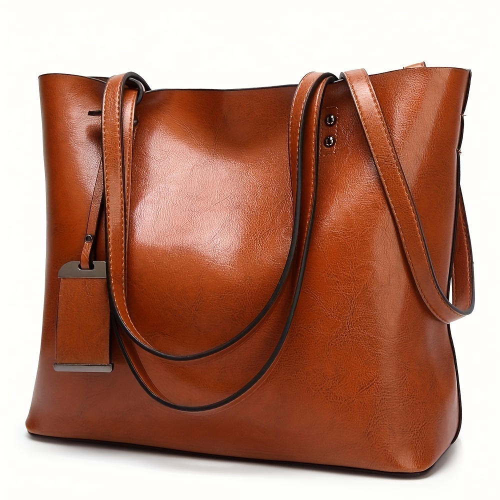 Leather Work Laptop Bag - กระเป๋าหนังผู้หญิงย้อนยุคแฟชั่นคลาสสิกกระเป๋าถือสะพายเอกสารกระเป๋าทำงานกระเป๋าเดินทางกระเป๋าคอมพิวเตอร์พาร์ทิชัน