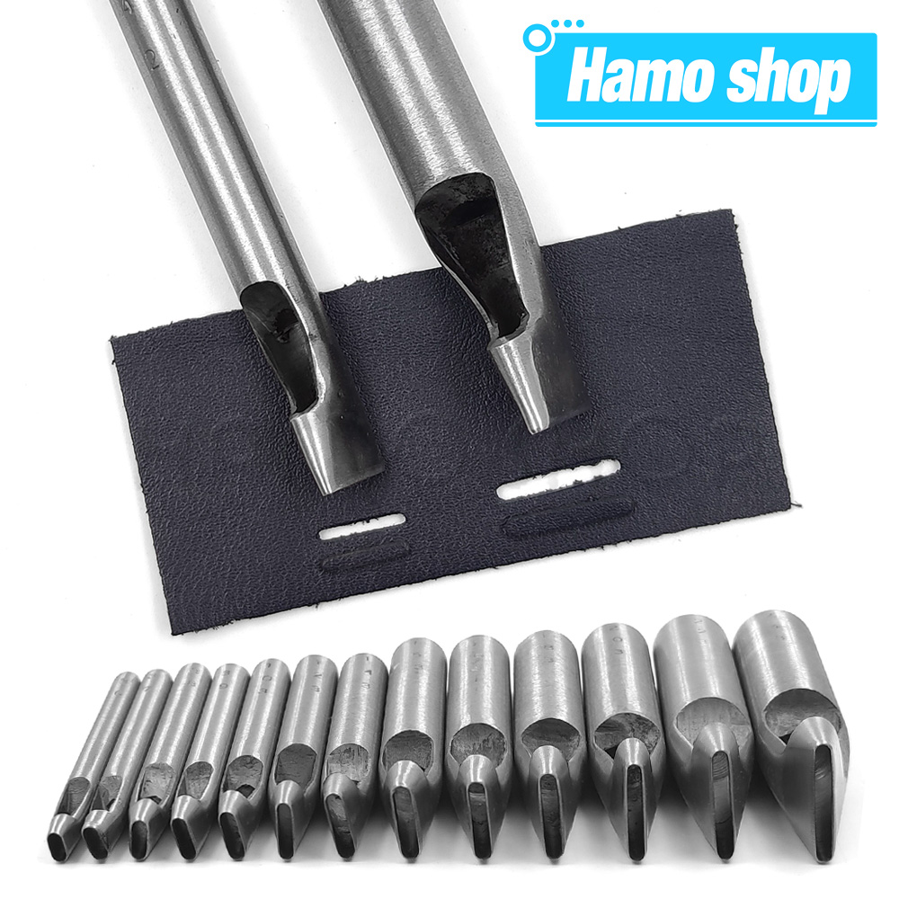 Leatherwork Punching Tool - เครื่องเจาะรูหนังรูปวงรีขนาด 2 มม./3 มม. เครื่องมือเจาะรูหนังเหล็กกล้า เครื่องเจาะรูกลวงสำหรับงานฝีมือ