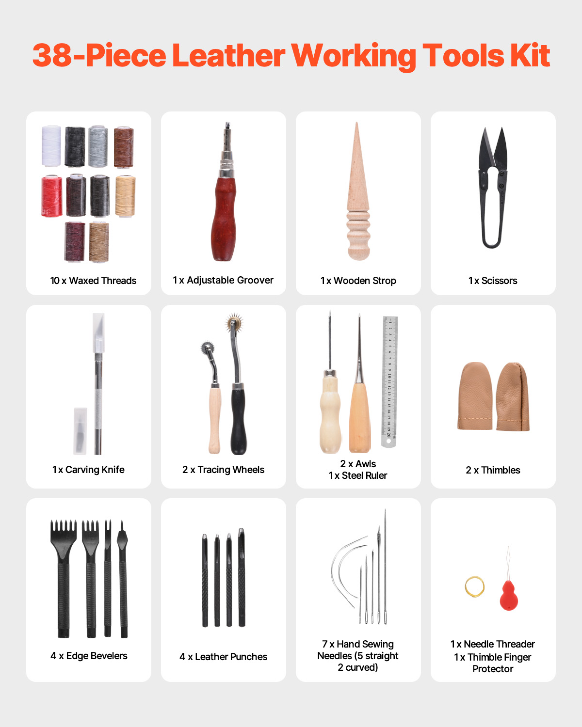 SucceBuy 38/59/61/72/92PCs หนั - Leatherwork Punching Tool บทวิจารณ์และราคา