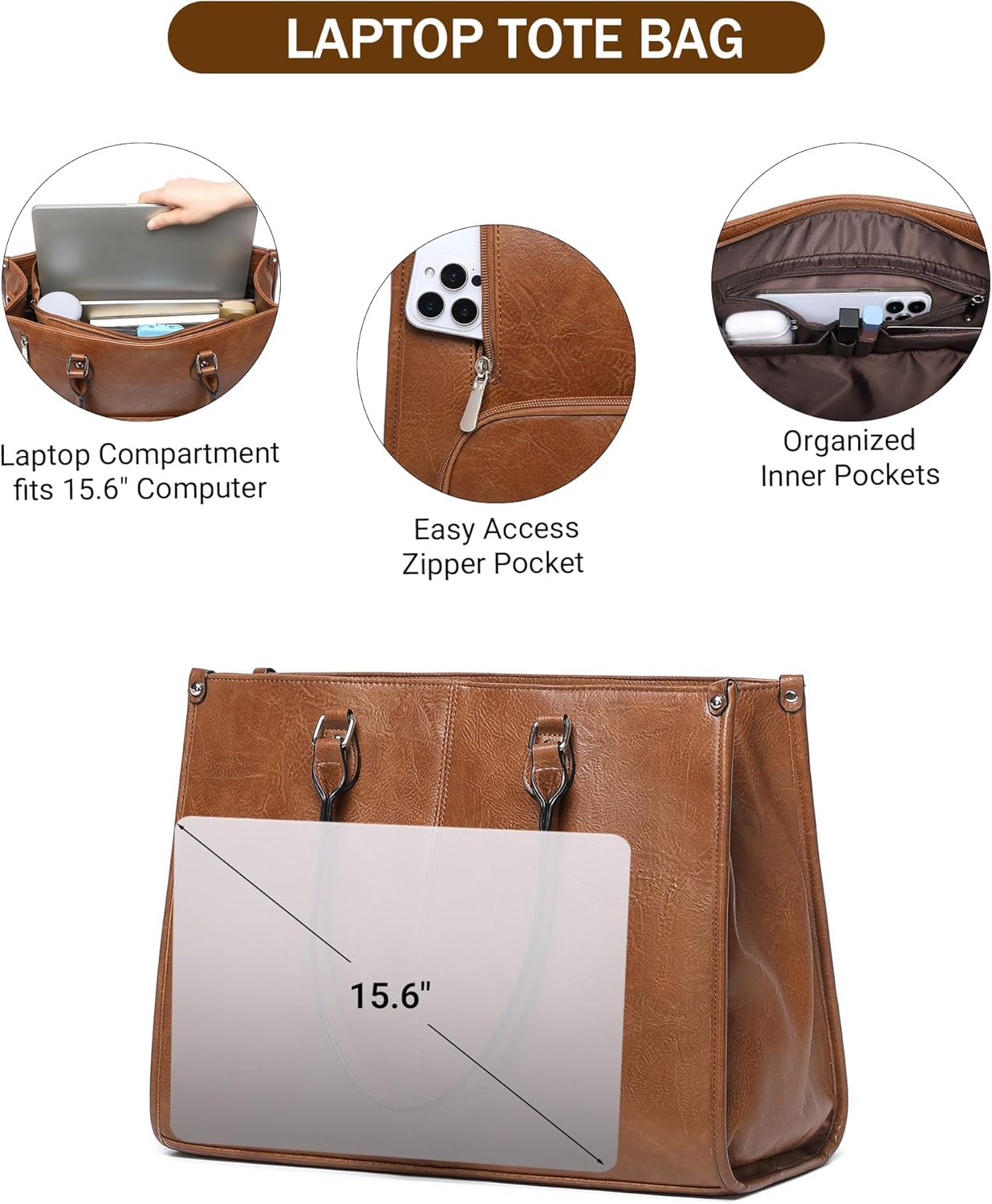 กระเป๋าใส่แล็ปท็อป 2 in 1 พร้อ - Leather Work Laptop Bag บทวิจารณ์และราคา
