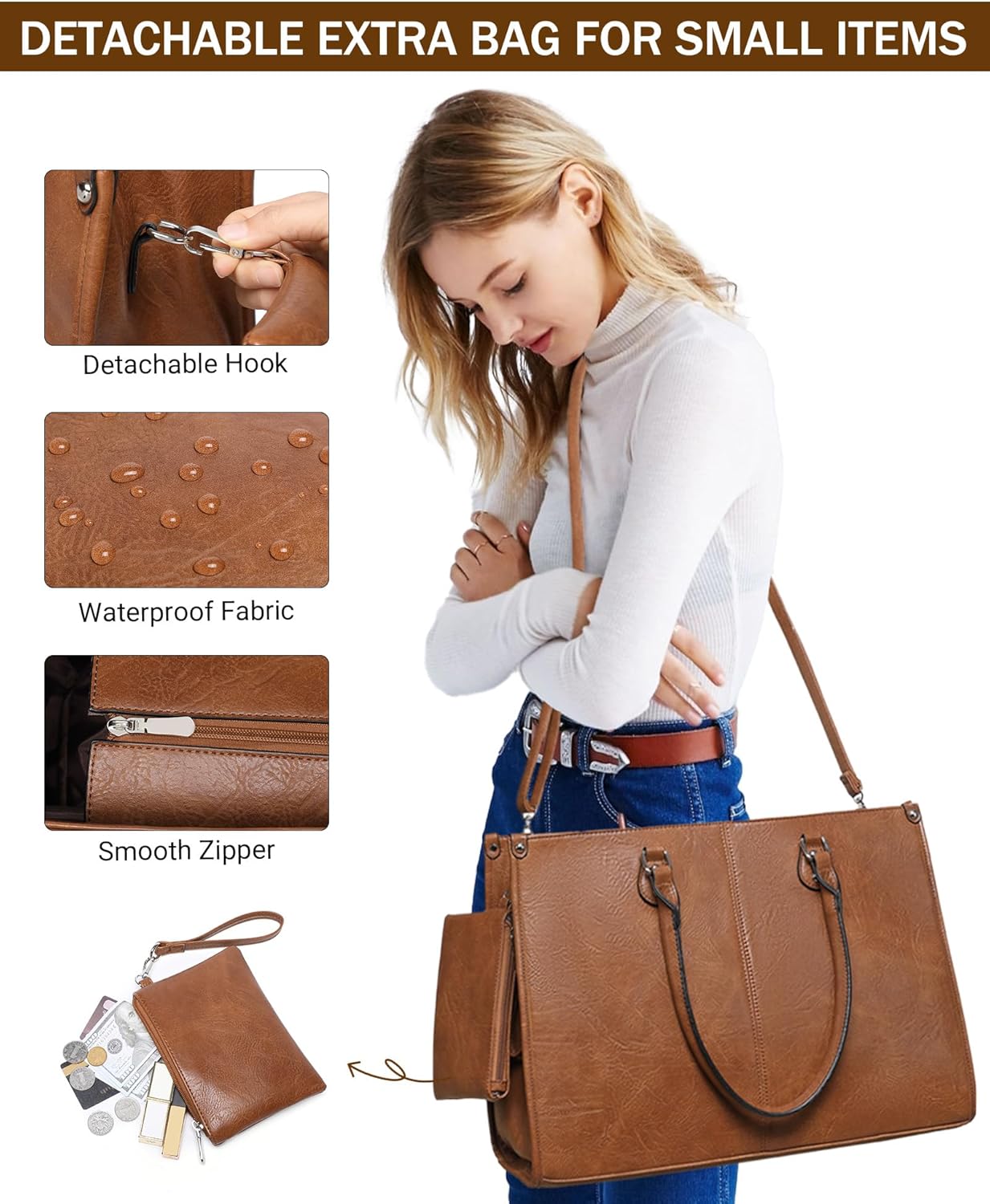 กระเป๋าใส่แล็ปท็อป 2 in 1 พร้อ - Leather Work Laptop Bag บทวิจารณ์และราคา