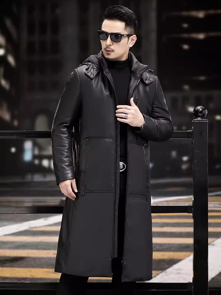 เสื้อโค้ทขนห่านหนานุ่มสำหรับฤด - Leather Work Jacket With Hood บทวิจารณ์และราคา
