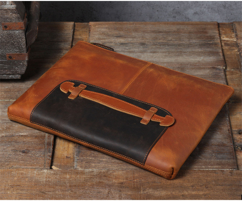 กระเป๋าคลัทช์หนังแท้ทำมือสไตล์ - Leather Work Laptop Bag บทวิจารณ์และราคา
