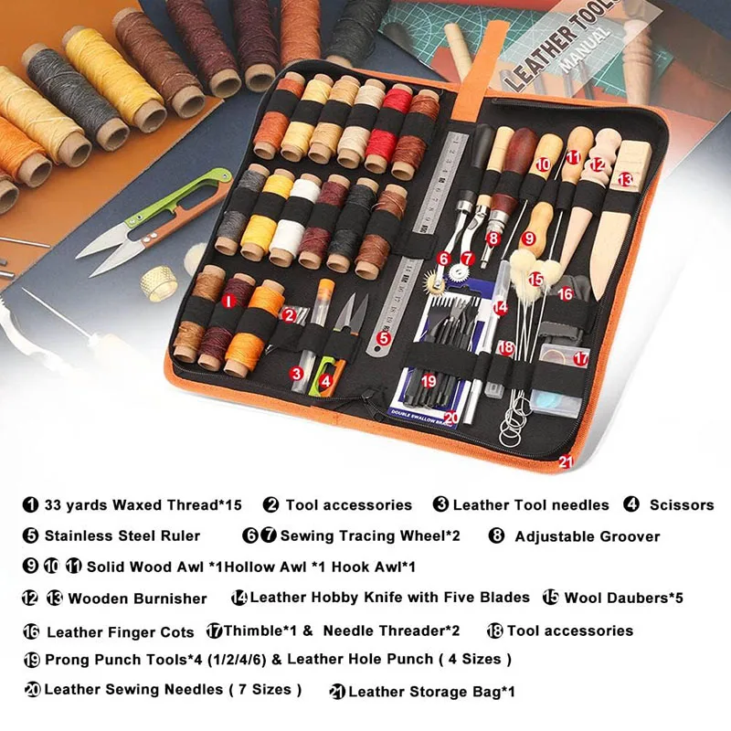 ชุดเครื่องมือทำหนัง ชุดงานฝีมื - Beginner Leatherwork Kit บทวิจารณ์และราคา