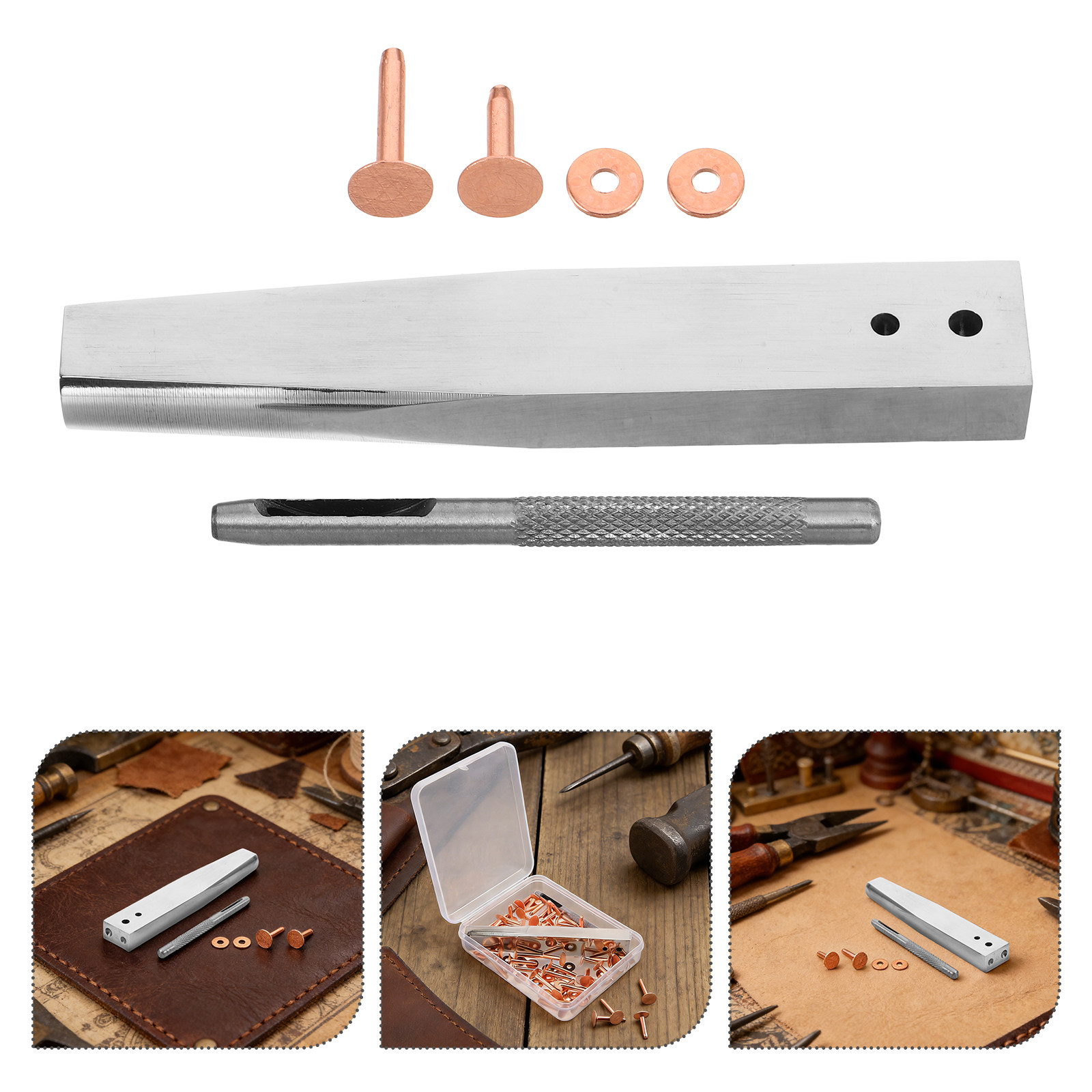 ชุดเครื่องมือตอกหมุดทองแดง 1 ช - Leatherwork Rivet Setter บทวิจารณ์และราคา