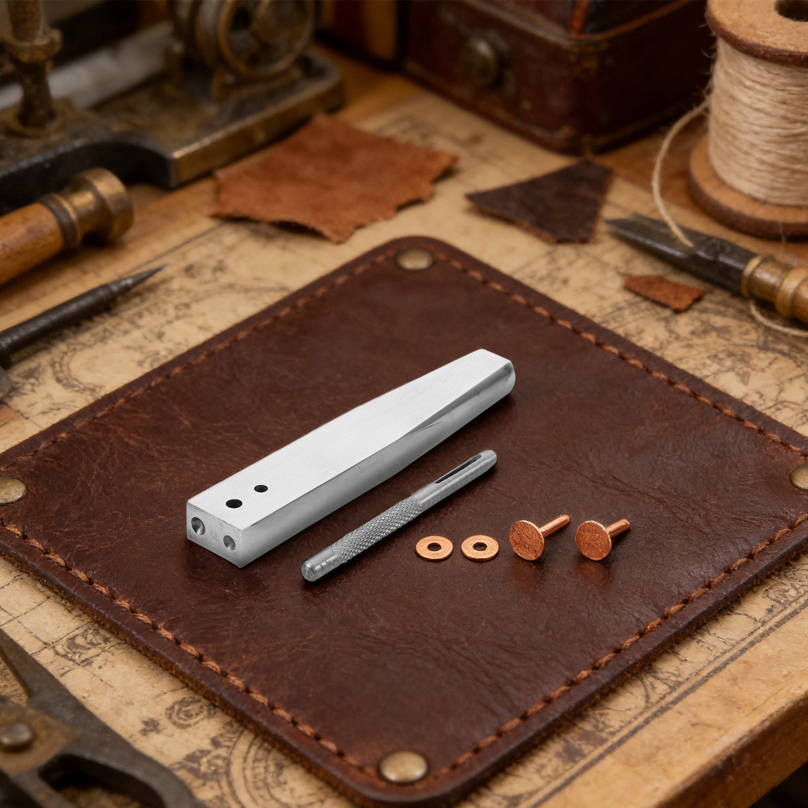 ชุดเครื่องมือตอกหมุดทองแดง 1 ช - Leatherwork Rivet Setter บทวิจารณ์และราคา