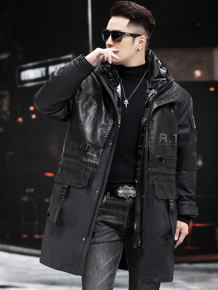 ฤดูหนาวของแท้หนังผู้ชายHoodedท - Leather Work Jacket With Hood บทวิจารณ์และราคา