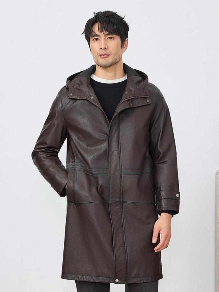 เสื้อแจ็คเก็ตหนังวัวแท้ทรงยาวม - Leather Work Jacket With Hood บทวิจารณ์และราคา