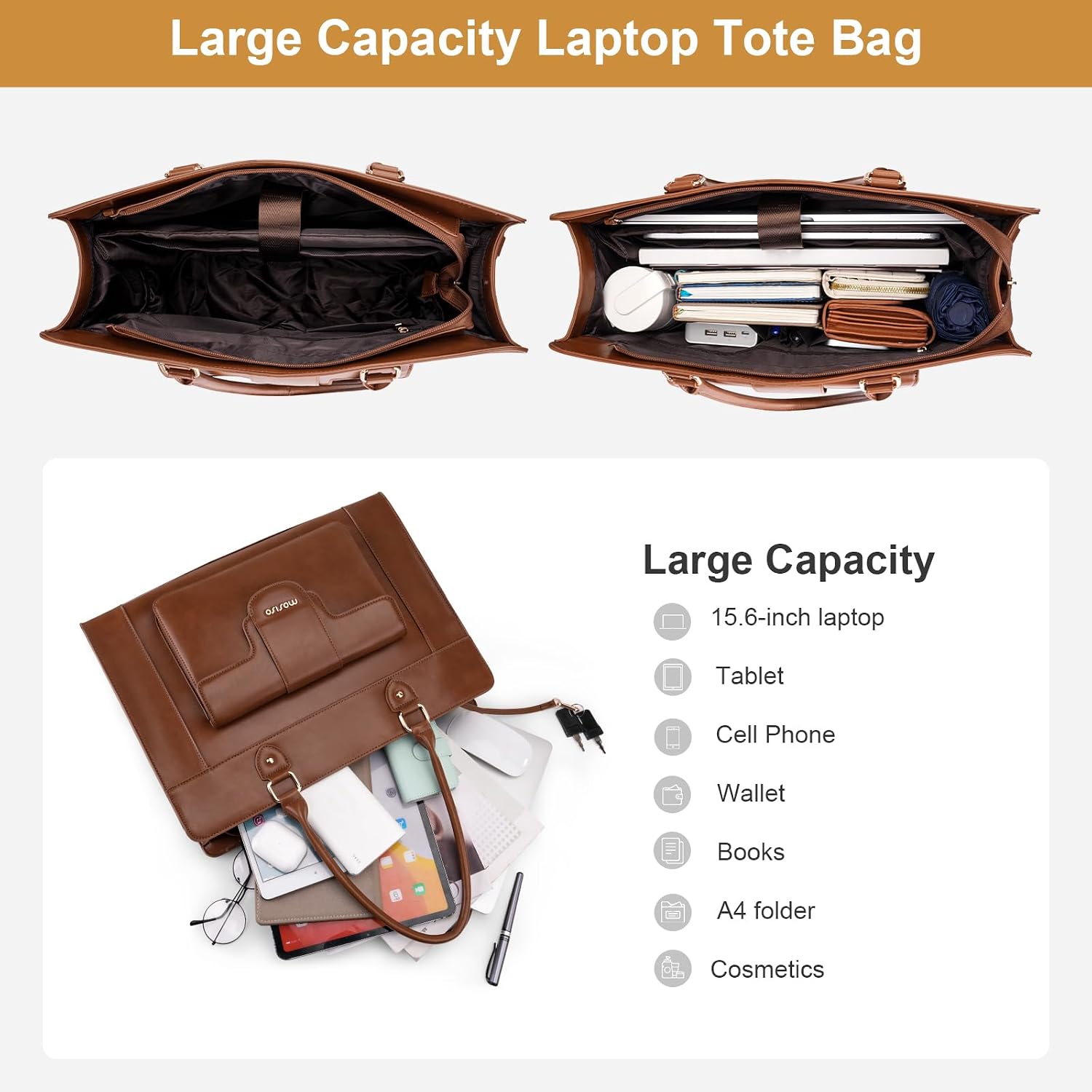 MOSISO กระเป๋าใส่แล็ปท็อปสำหรั - Leather Work Laptop Bag บทวิจารณ์และราคา
