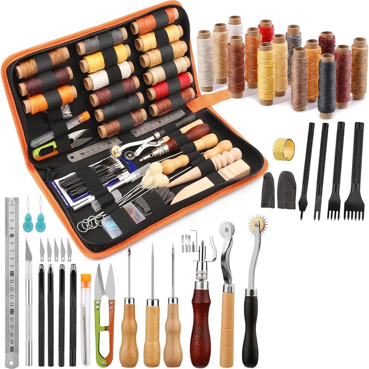ชุดเครื่องมือทำงานหนัง 66 ชิ้น - Beginner Leatherwork Kit บทวิจารณ์และราคา