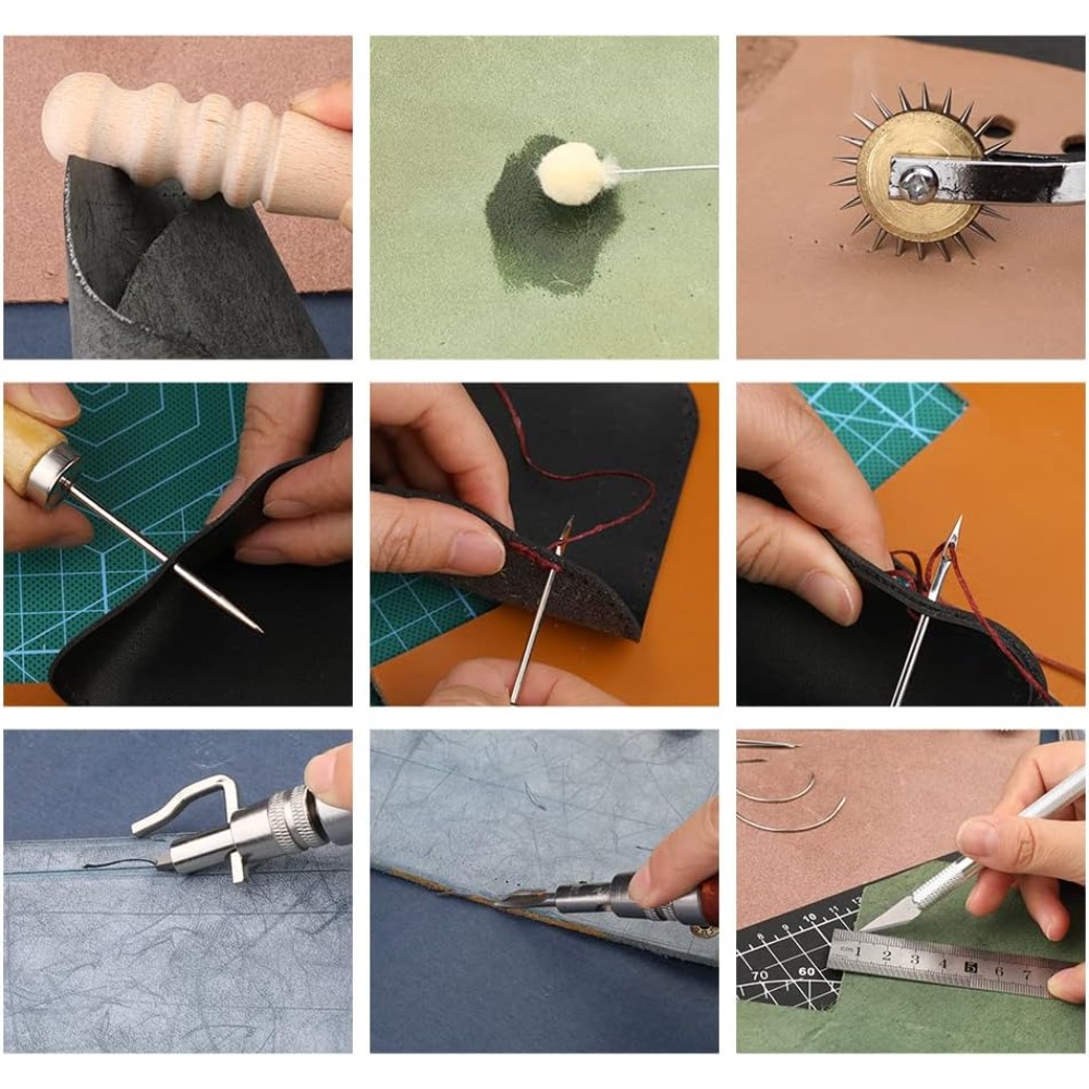 หนังทํางานเครื่องมือปฏิบัติหนั - Beginner Leatherwork Kit บทวิจารณ์และราคา