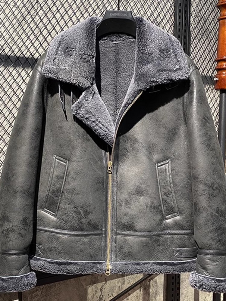 เสื้อแจ็คเก็ตหนังแกะบุขนแกะแท้ - Leather Work Jacket With Hood บทวิจารณ์และราคา