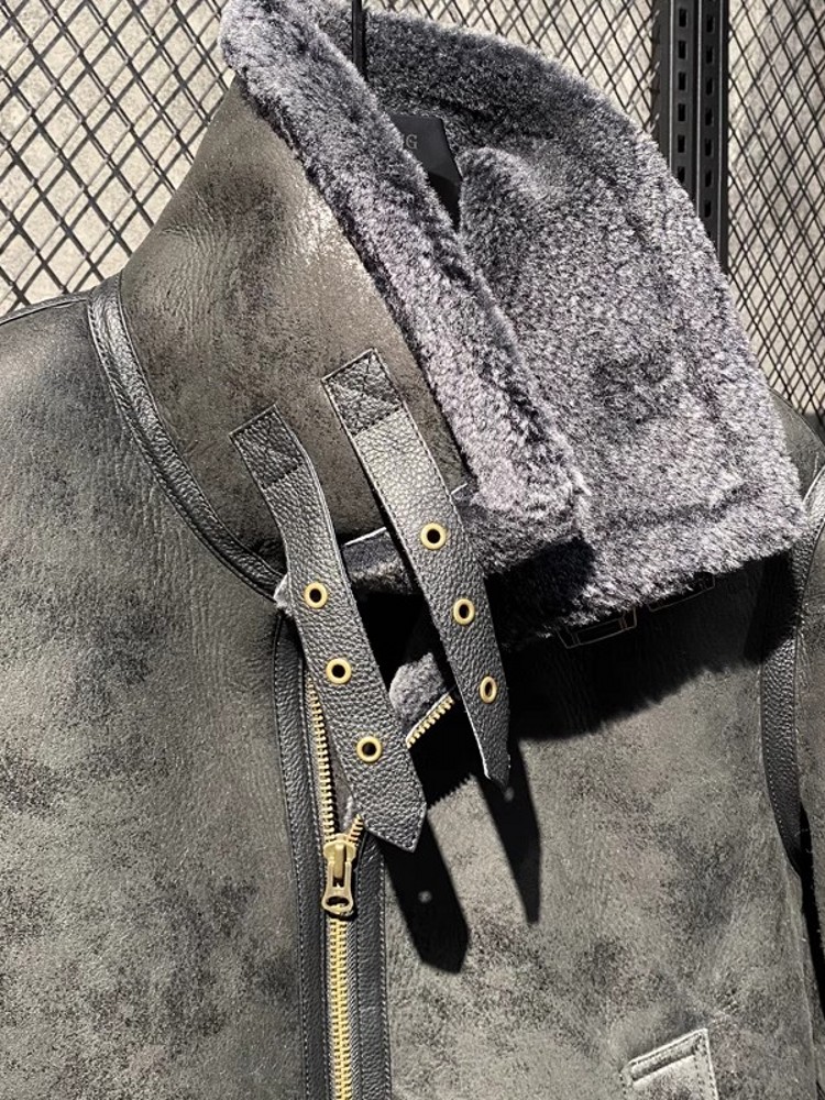 เสื้อแจ็คเก็ตหนังแกะบุขนแกะแท้ - Leather Work Jacket With Hood บทวิจารณ์และราคา