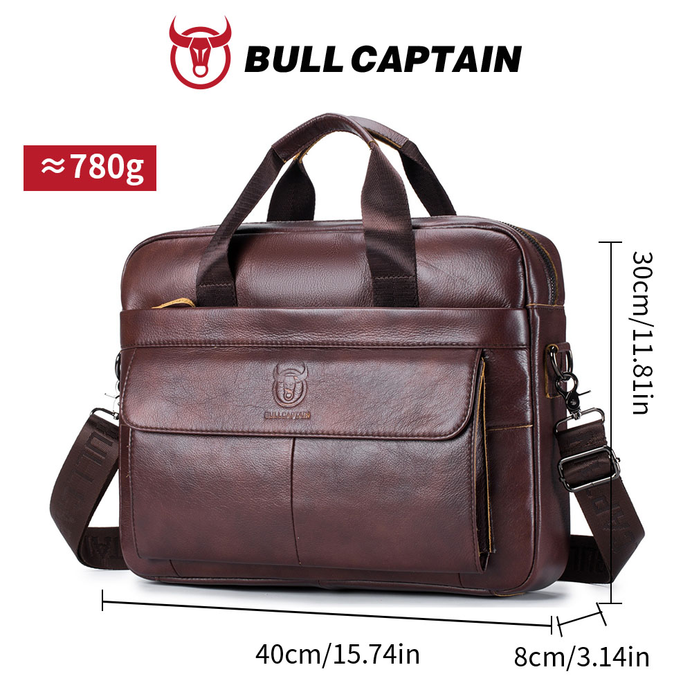 BULLCAPTAIN ผู้ชายกระเป๋าหนังแ - Leather Work Laptop Bag บทวิจารณ์และราคา
