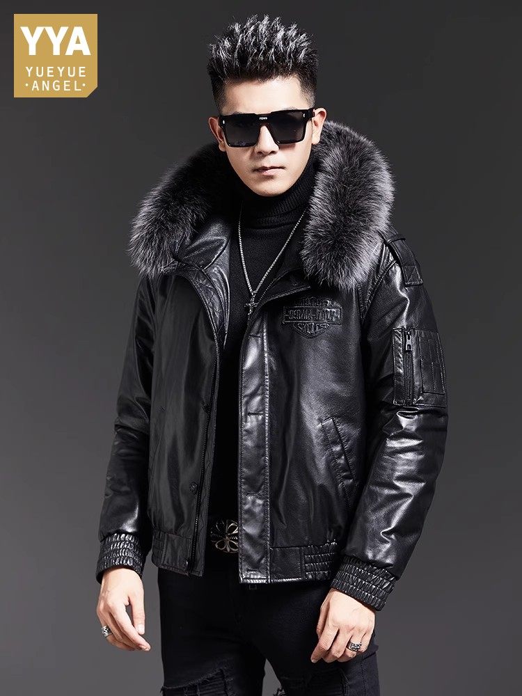 เสื้อแจ็คเก็ตบอมเบอร์หนังแกะแท - Leather Work Jacket With Hood บทวิจารณ์และราคา