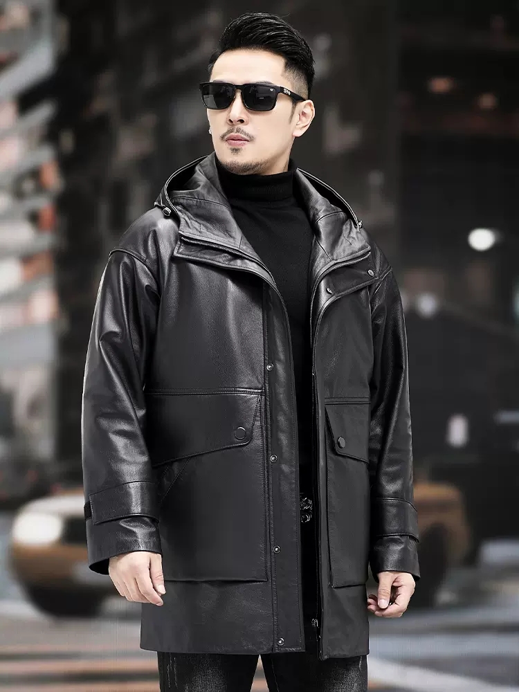 ฤดูหนาว Men Warm Work Down Jac - Leather Work Jacket With Hood บทวิจารณ์และราคา